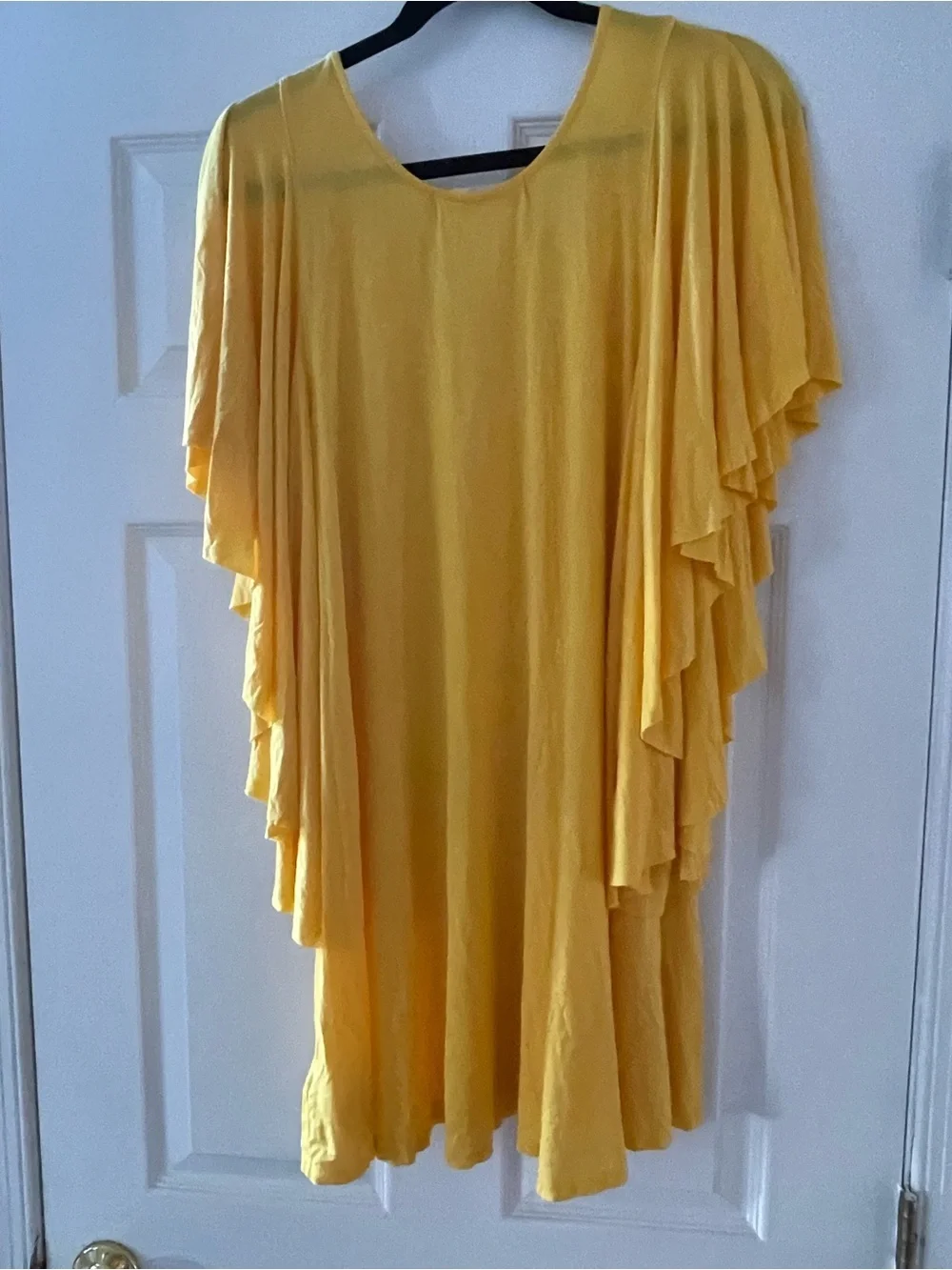 Free People Beach Yellow Oversized Tunic Top Flutter Sleeve Boho Cover Up Size M